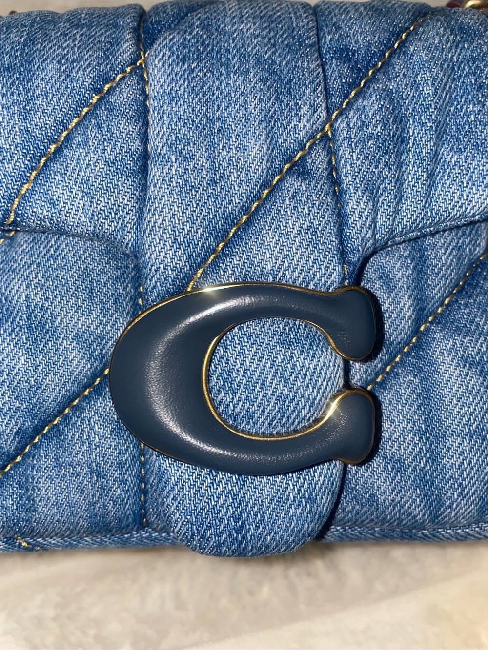New W/O Tag Coach Blue Quilted Tabby 20 Blue Indigo Denim - Picture 6 of 10
